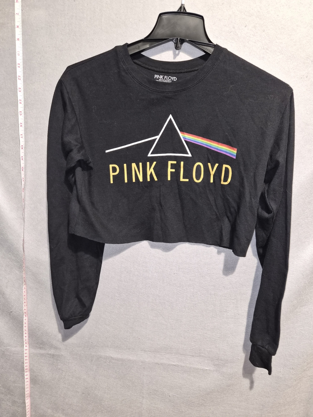 Pink Floyd Dark Side of the Moon Black Long Sleeve Crop Top – Large